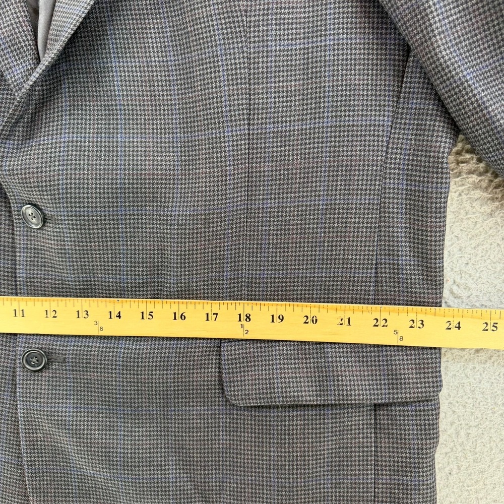Jos A Bank Traveler Tailored Fit Sport Coat Blazer Men 48R Wool Houndstooth Gray - Picture 10 of 16